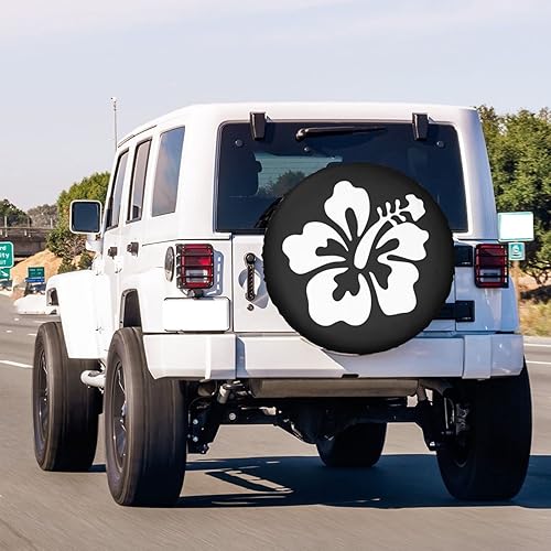 Miniatura 3 de Foruidea Cubierta de neumático de repuesto de flor de hibisco blanca para neumáticos de rueda a prueba de polvo para remolque, RV, SUV y muchos