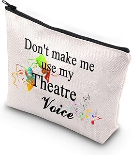 Theatre Makeup Bag Musical Movie Inspired Gift Funny Don't Make Me Use My Theatre Voice Theater Drama Mask Travel Pouch (Theatre Voice)