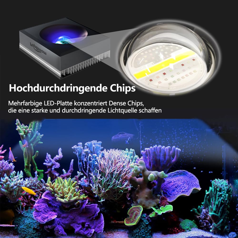 PopBloom 2 Stk. RL90 meerwasser led aquarium beleuchtung 120cm, aquarium led beleuchtung vollspektrum Marine Aquarium Riff Salzwasseraquarium