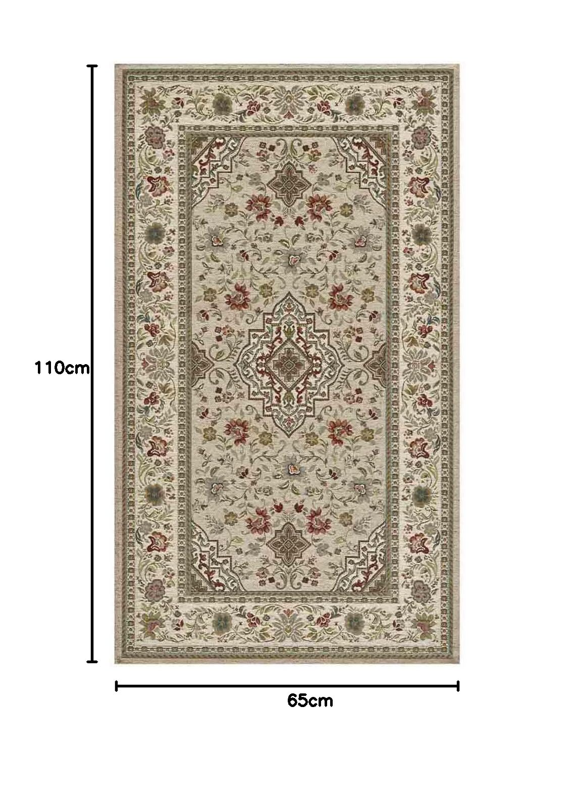 TABRIZ Lot de 2 tapis orientaux classiques Taupe en chenille multi-usages lavables antidérapants 65 x 110 cm