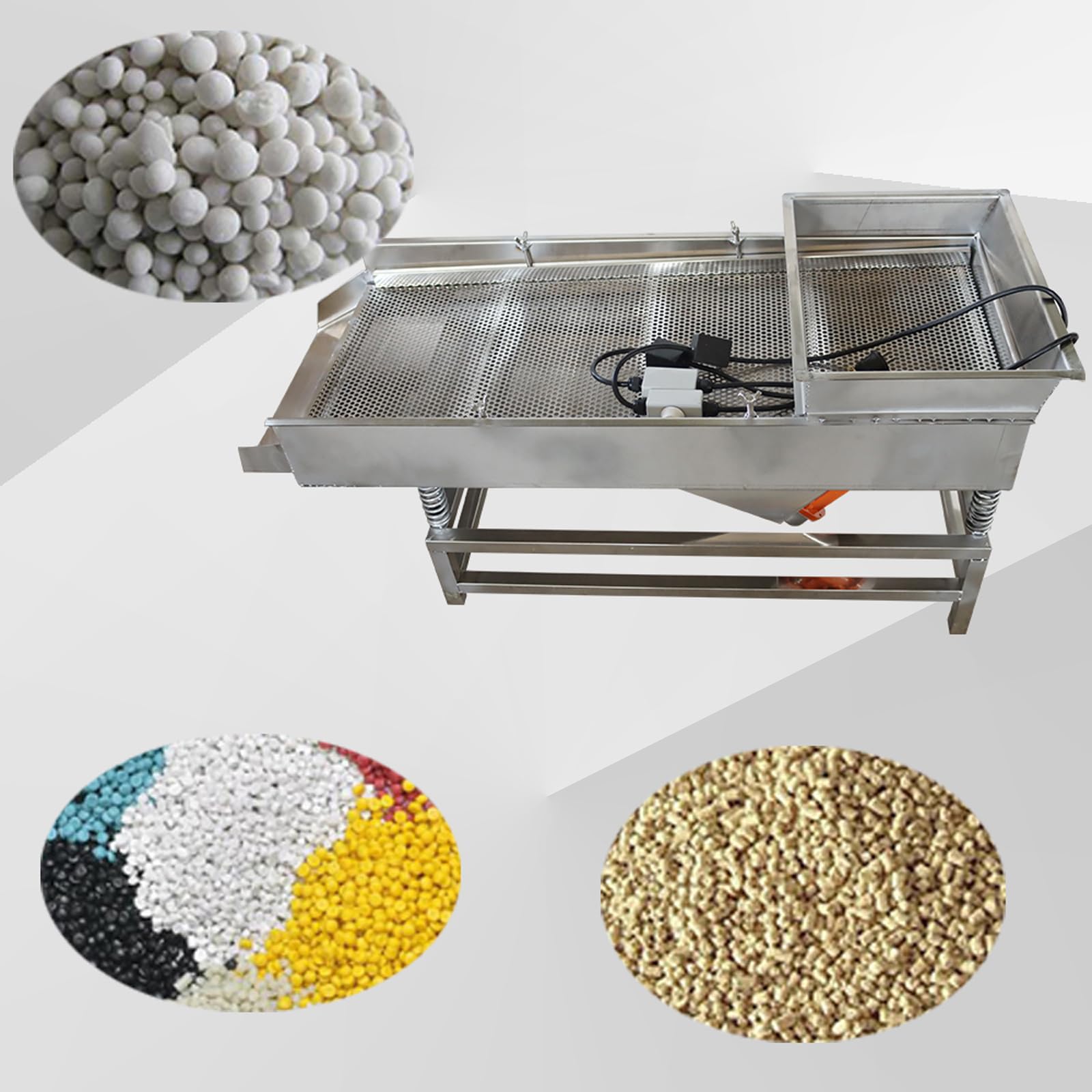 WYDDDARY Straight Vibrating Sieve Electric Linear Sifter Machine JG40-95 Stainless Steel Linear Vibrating Screen Single Layer Double Motors 4mm Round Hole Mesh 110V
