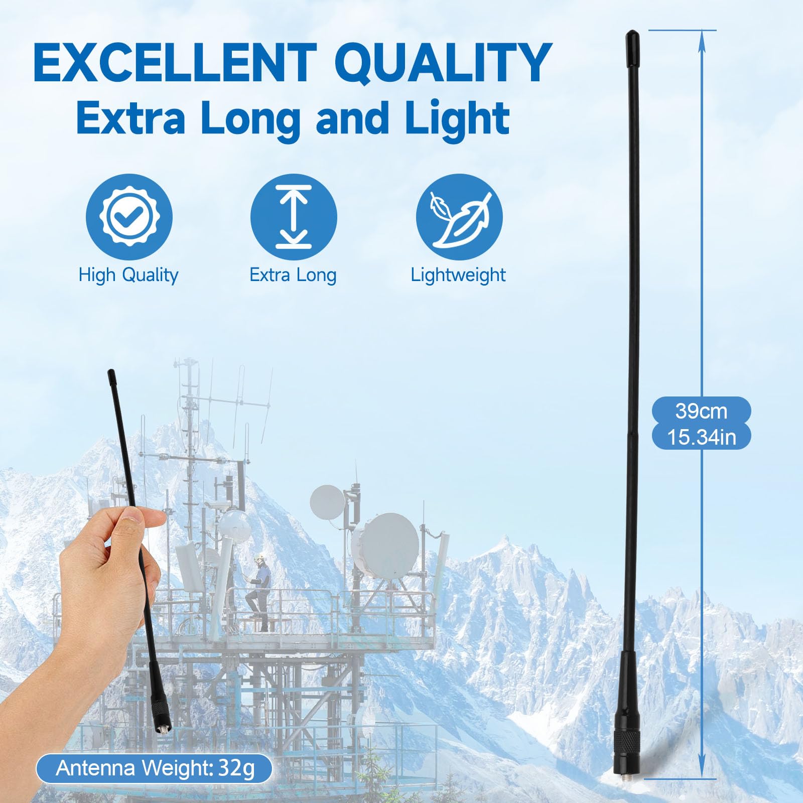 Eightwood Antenne Talkie-walkie Double Bande - Antenne Radio Portable - Antenne Radio SMA Two Way - pour Ham Radio Baofeng UV-82 UV-5R RT5R RA79 Quansheng Kenwood