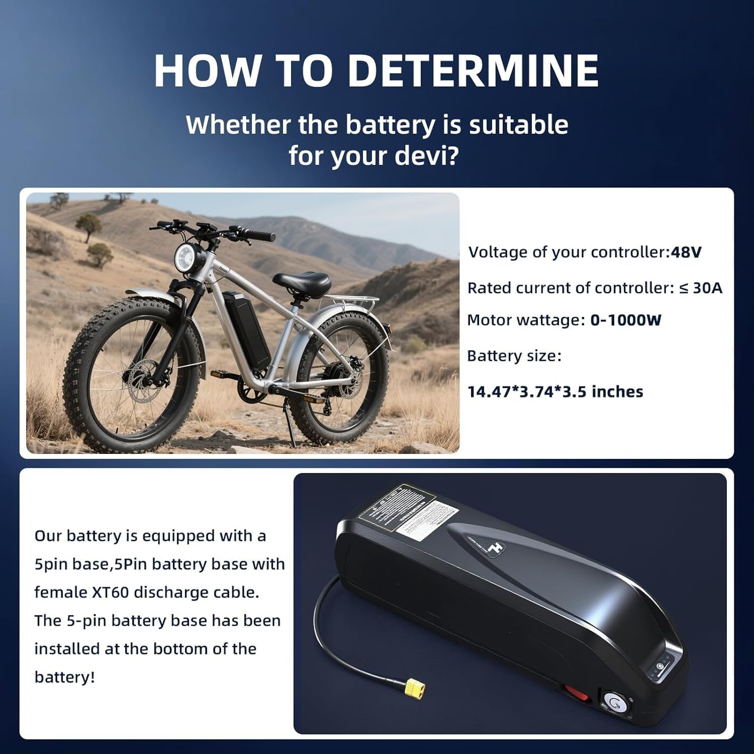 48V 11Ah 15Ah 20Ah 25Ah Hailong Bicycle Battery, 25 Ah Lithium Battery, Suitable for 100-1500W Motors, Electric Bicycle Battery, Suitable for Electric Bicycle Replacement or Modification
