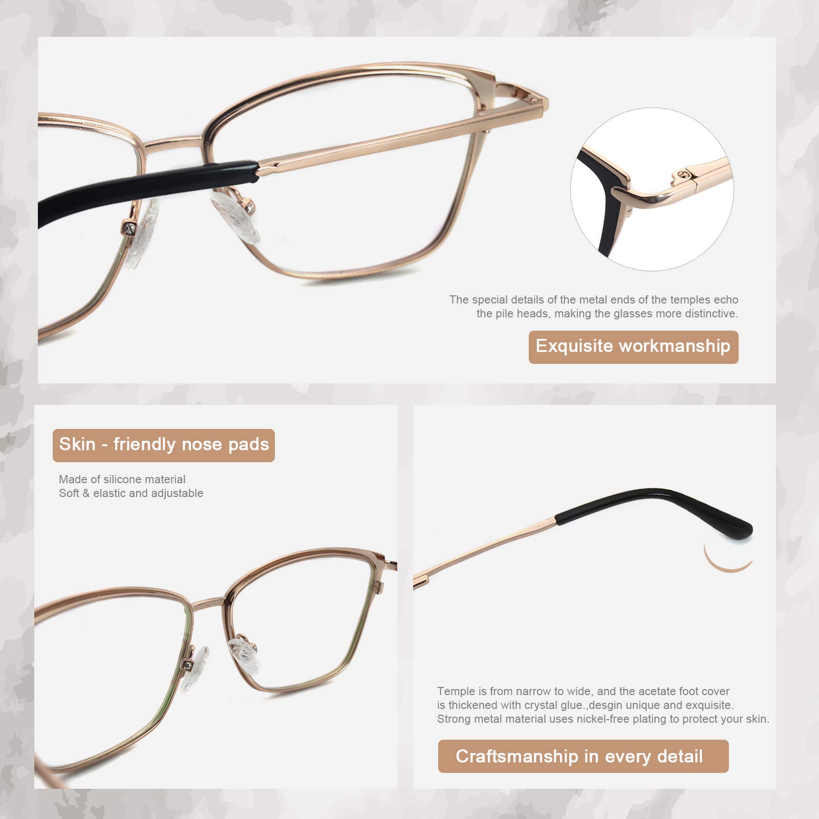 Mode classique femmes lunettes métal verres clairs oeil de chat lunettes