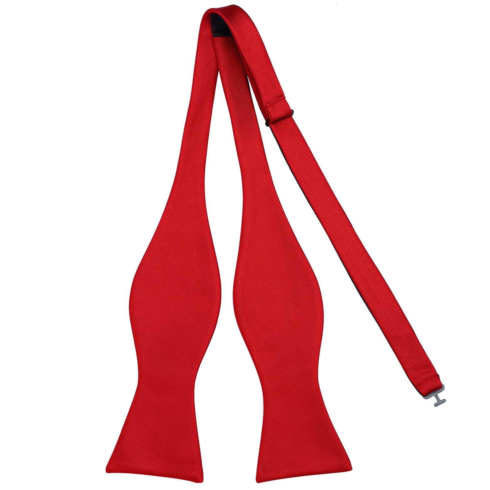 PenSee Mens Exquisite Woven Silk Self Bowtie Solid Plain Bow Ties (Red)