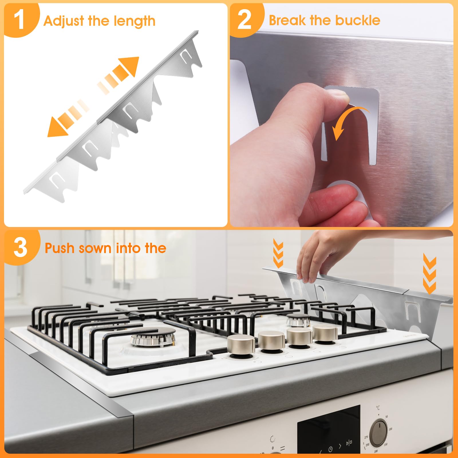 4Pcs Retractable Stove Gap Fillers Stove Gap Covers Stainless Gap