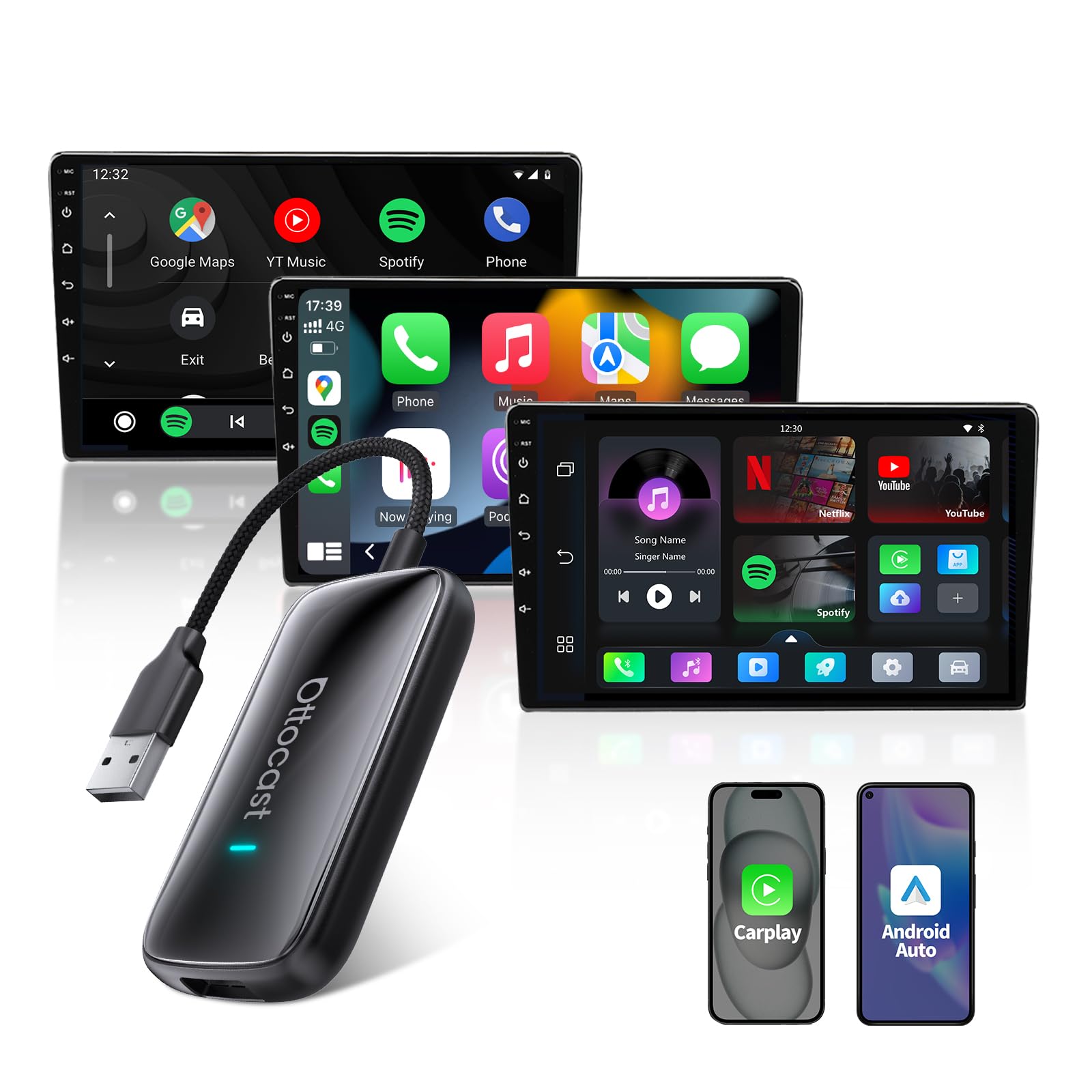 Ottocast Play2Video Ultra Wireless CarPlay & Android Auto AI Box