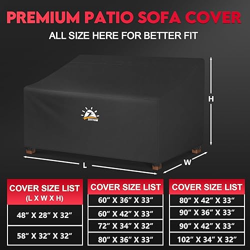 Miniatura 3 de Zettum Funda de sofá biplaza para patio de 60 pulgadas a 600D, funda de sofá para exteriores, impermeable, resistente, funda de banco de 2 plazas