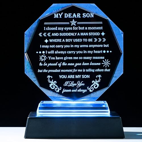 Son Gifts from Mom Dad with Colorful LED Base - Graduation Gifts For Son
