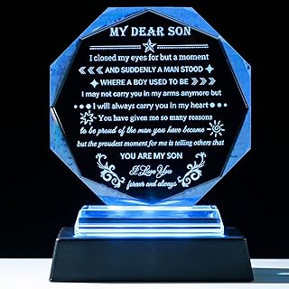YWHL Meaningful Son Gifts from Mom Dad with Colorful LED Base Birthday Gifts for