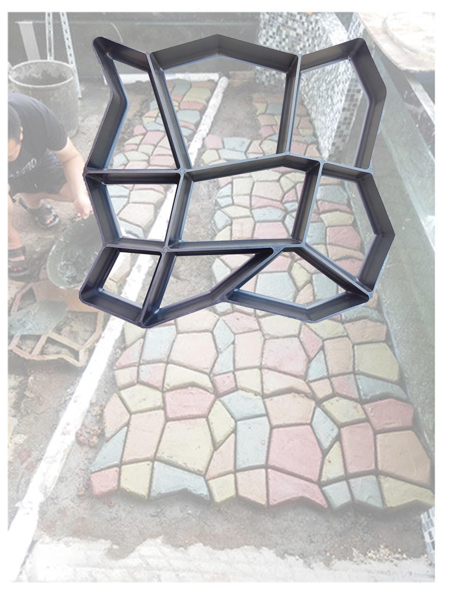 Molde de adoquín de hormigón para caminos de bricolaje, moldes reutilizables para pasarelas artísticas de pavimento, césped, patio y jardín