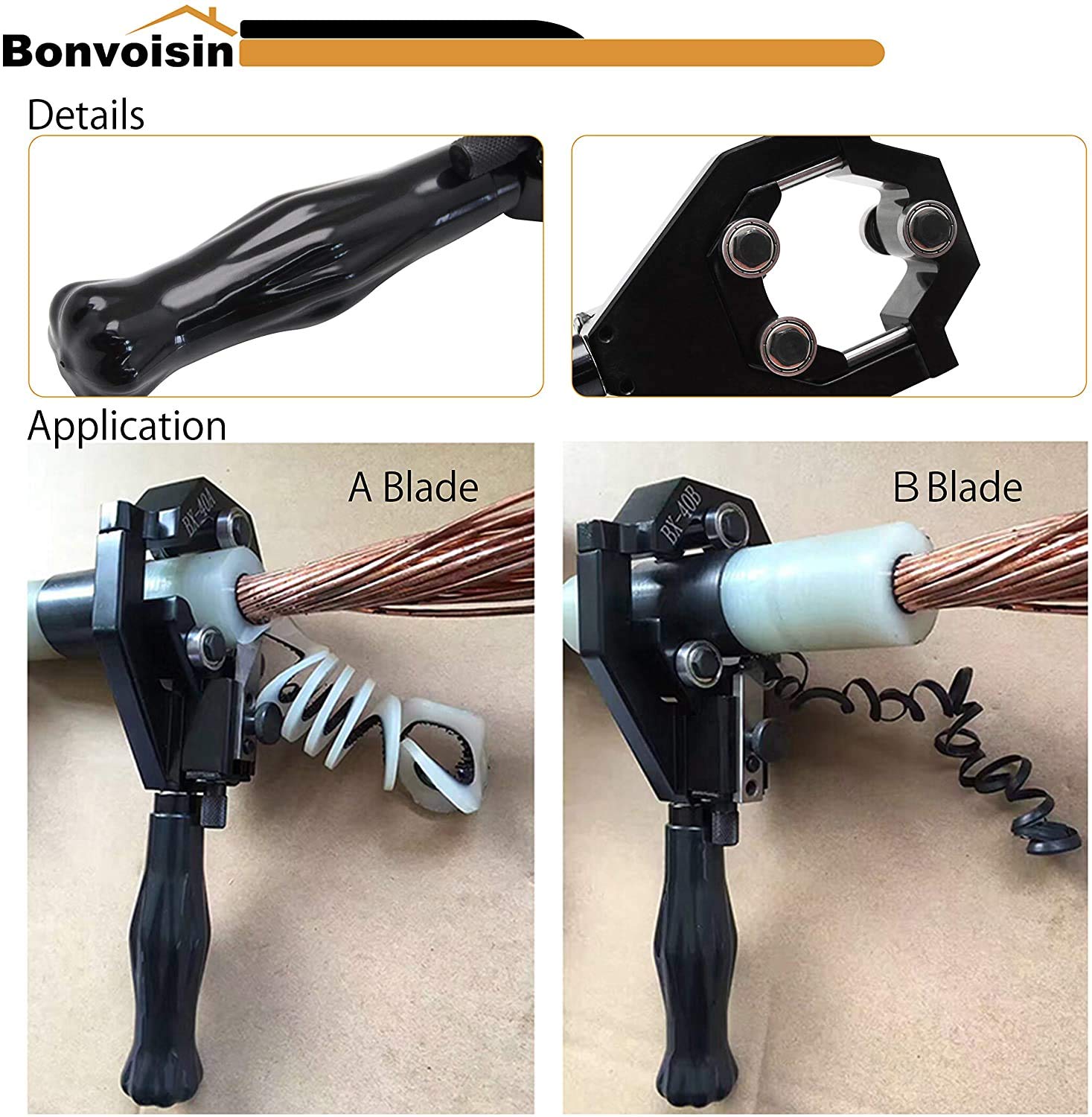 Bonvoisin Pinze spelafili multifunzione per cavi spellafili spelafili per pelare strati isolanti di diametro 20 ~ 40 mm cavi 10kv (lame B + B)