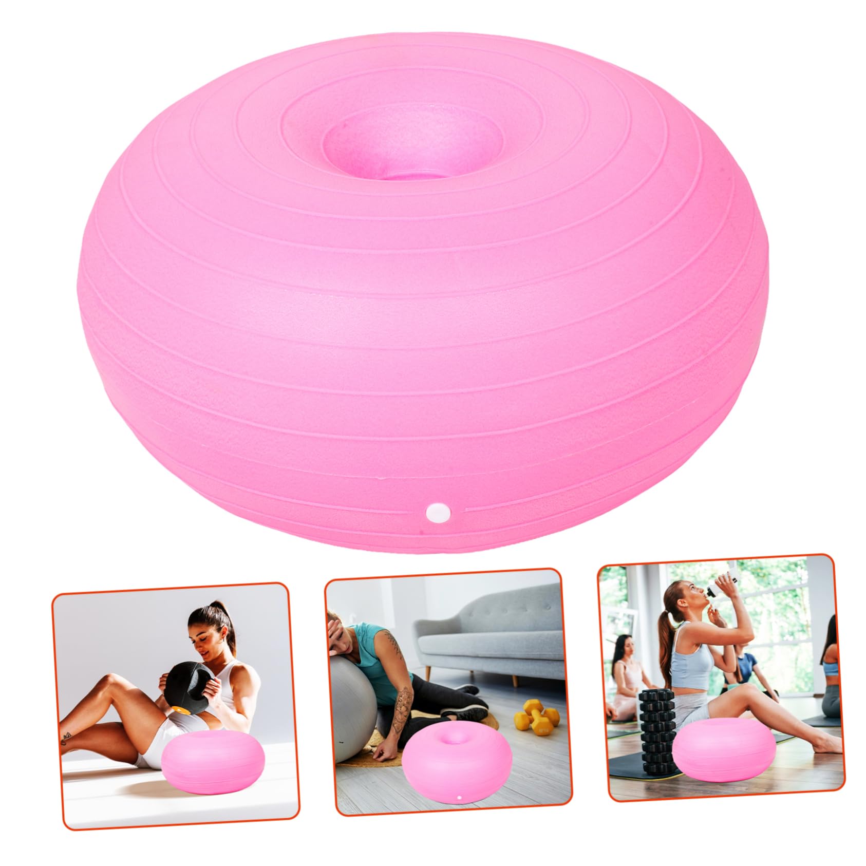 WOONEKY Bola de Yoga de Antideslizante Pelota de Equilibrio Gruesa para Gimnasio Entrenamiento de Núcleo Diario Bola Multifuncional Rosa para Fitness y Yoga