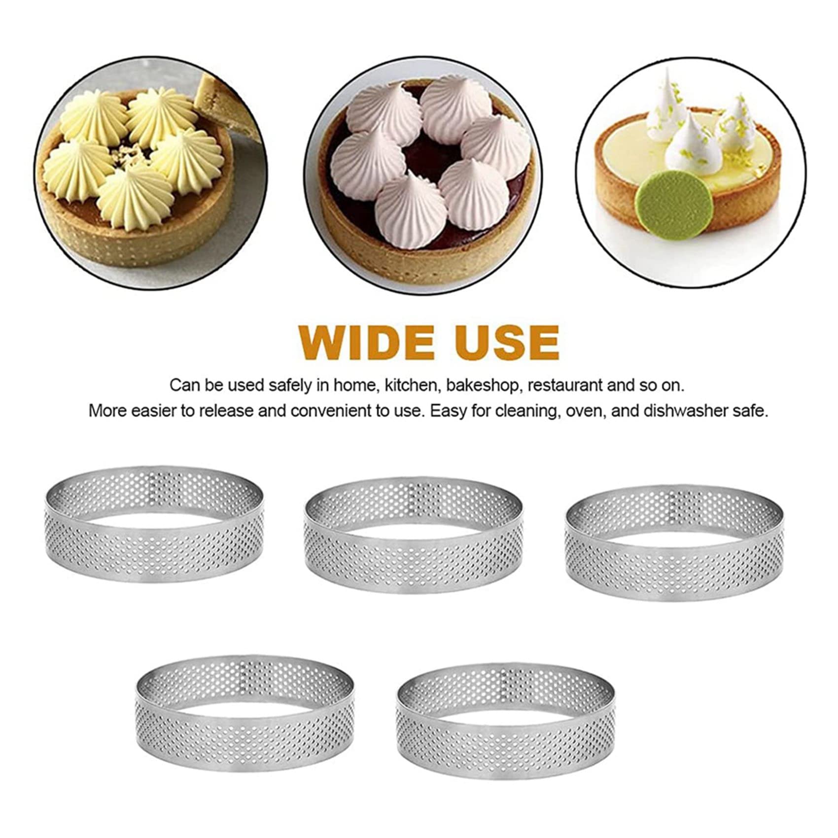 Stampi Ad per Torta, 30 Pezzi nel Acciaio per Crostata Poroso, Stampo Ad per Torta Perforato, per Mousse per Torta con Fori 7 cm