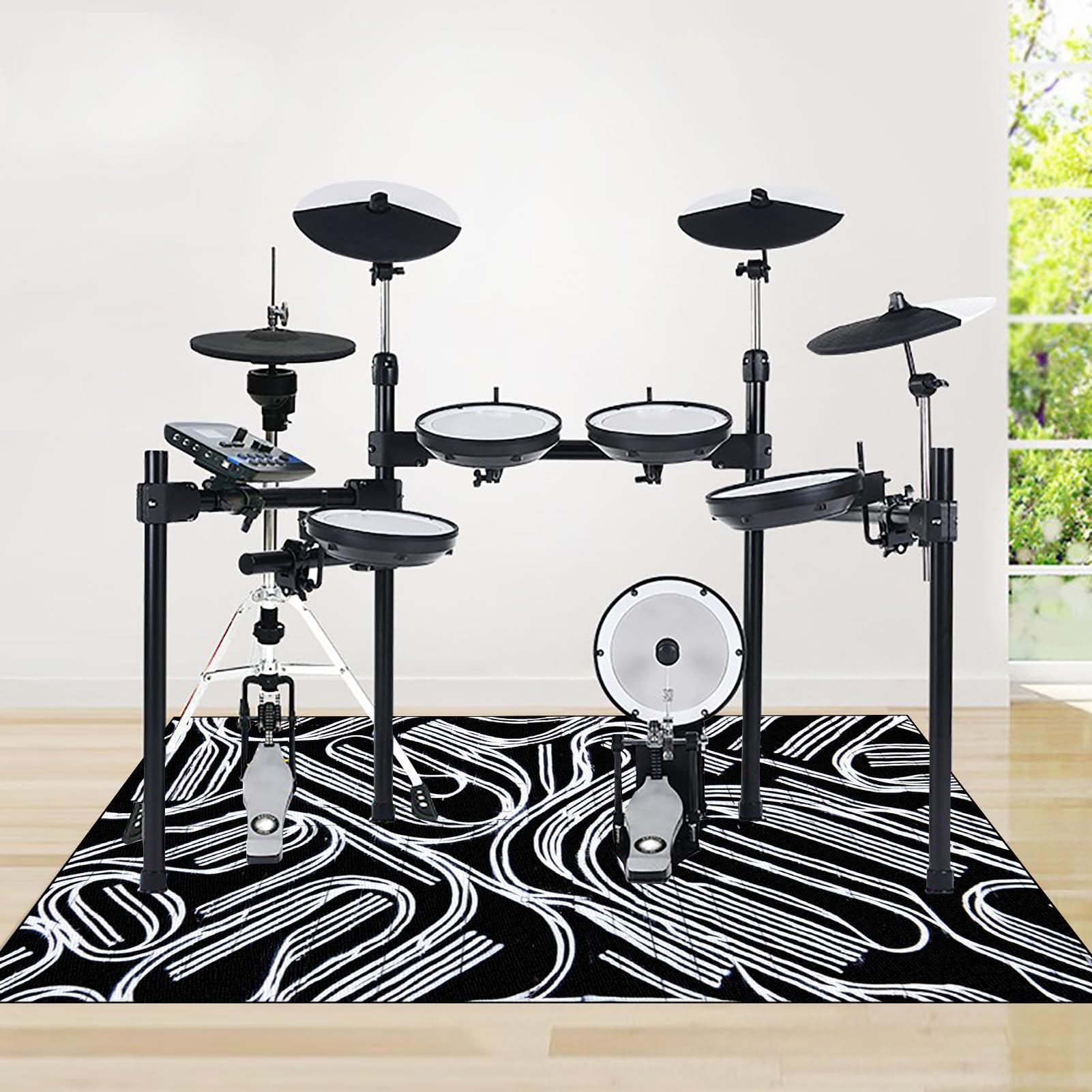 Drum Teppich Schallschutz Schlagzeugteppich Music Carpet Innen und Außen 210 x 180 cm, Trommelteppich mit Rutschfester Unterseite für Akustik Elektrisches Schlagzeug Teppich für Studio, Wohnung