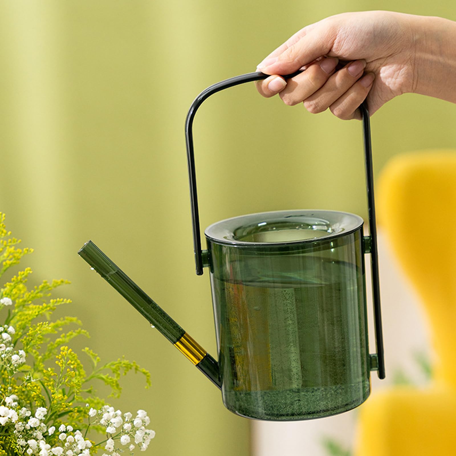 Regadera pequeña de plástico for Plantas de Interior con Mango de Pico Largo extraíble(Green)