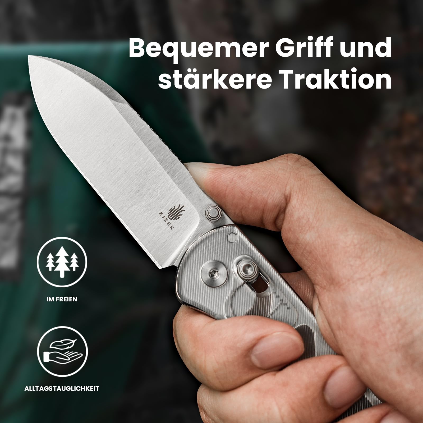 Kizer Drop Bear V3619A1 Navaja Premium, Nitro-V 7.57 cm, Acrílico - Clutch Lock EDC Regalo Coleccionista