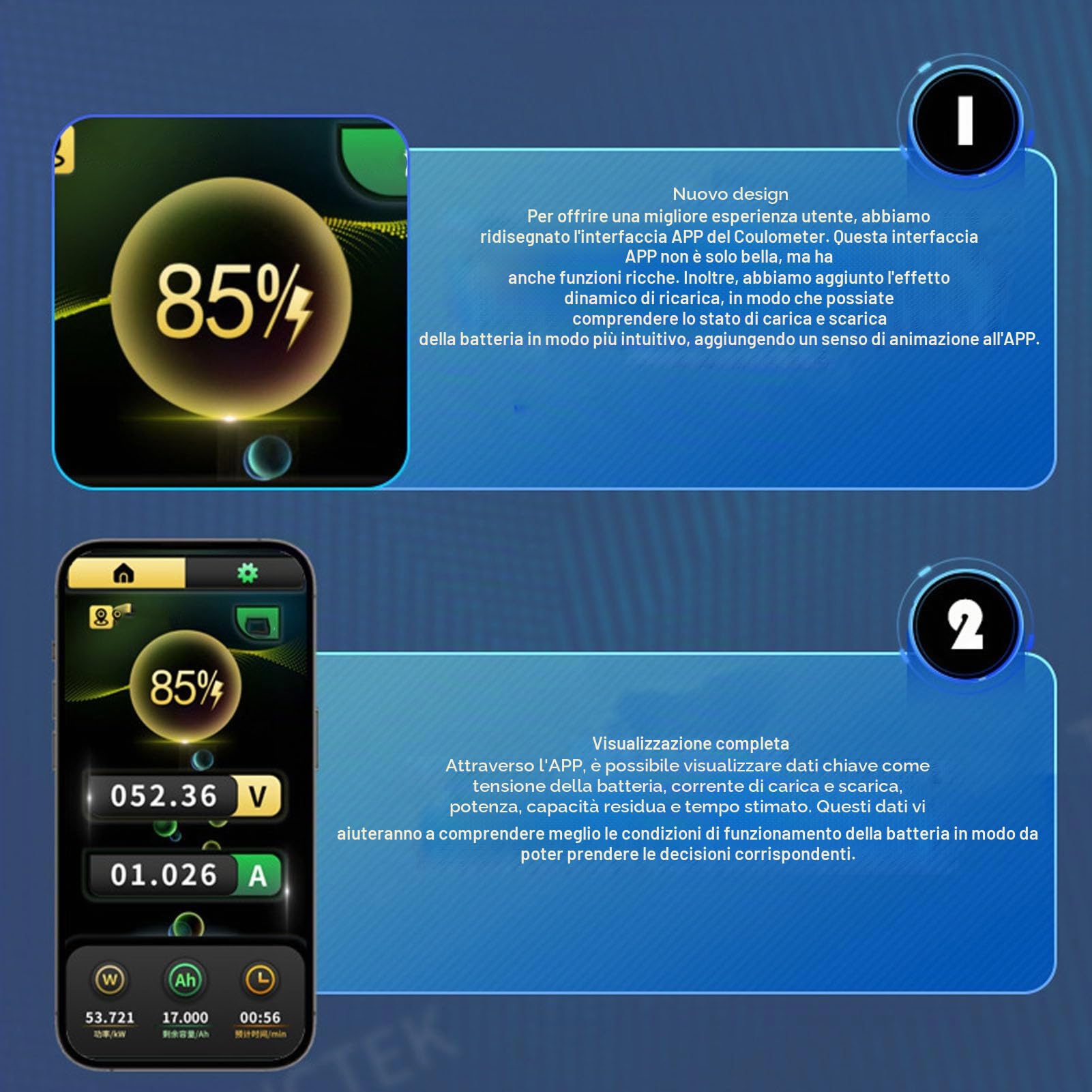 Monitor Batteria WIFI, Capacità 400A 10-100V Schermo a Colori Rilevamento Bidirezionale Tester Al Piombo Acido per Auto RV