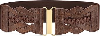 SANSTHS Vintage Stretchy Belt for Women, Womens Wide Elastic Belts for Dresses Coats, Fashion Womens Belts with Gold Buckle