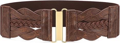 SANSTHS Vintage Stretchy Belt for Women, Womens Wide Elastic Belts for Dresses Coats, Fashion Womens Belts with Gold Buckle