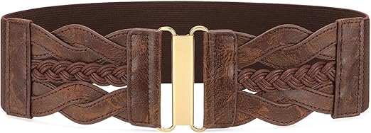 SANSTHS Vintage Stretchy Belt for Women, Womens Wide Elastic Belts for Dresses Coats, Fashion Womens Belts with Gold Buckle