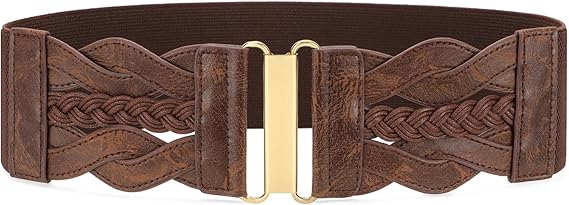 SANSTHS Vintage Stretchy Belt for Women, Womens Wide Elastic Belts for Dresses Coats, Fashion Womens Belts with Gold Buckle