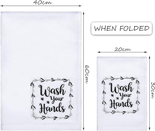 Miniatura 3 de Tatuo 2 toallas de mano divertidas con refranes "Wash Your Hands" para baño, rústicas, bonitas, toallas de cocina para el hogar, letrero decorativo