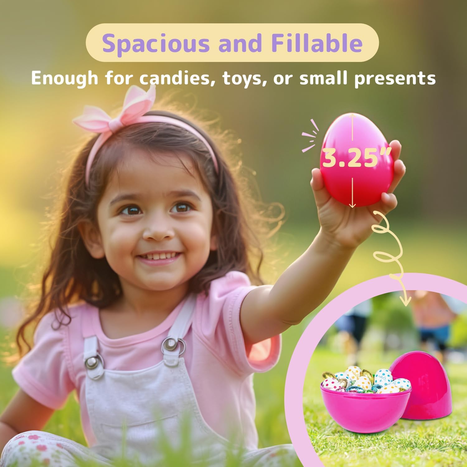 PREXTEX 3.5โ Unfilled Easter Eggs, 12 pcs Empty Plastic Eggs Fillable with Candy, Presents for Toy Basket - Easter Decorations, Toy Egg Basket - Boys and Girls
