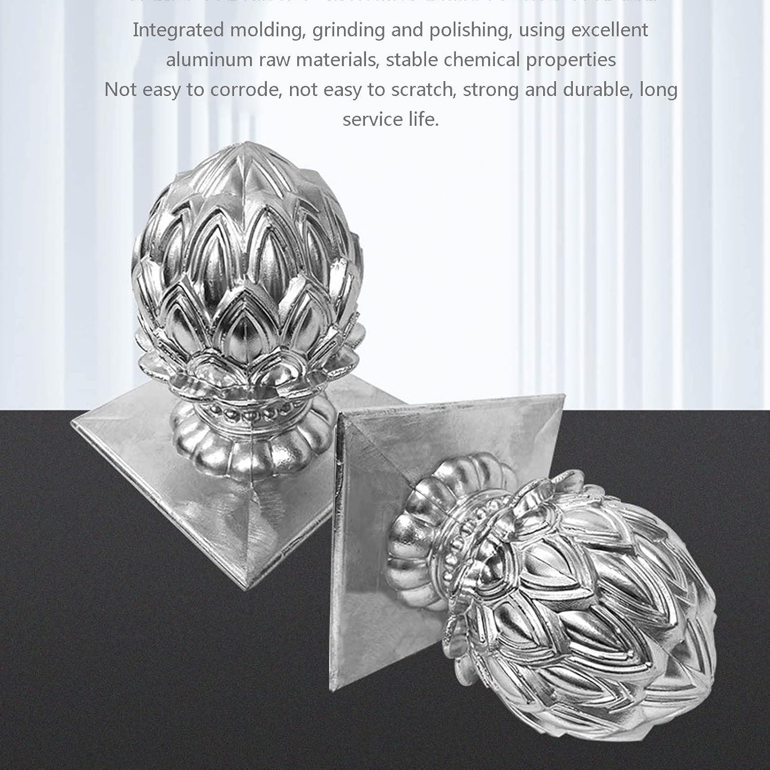 4 X Sphere Fence Finials, Fence Post Caps Aluminium Alloy Garden Decking Fence Ball Post Cap Finial