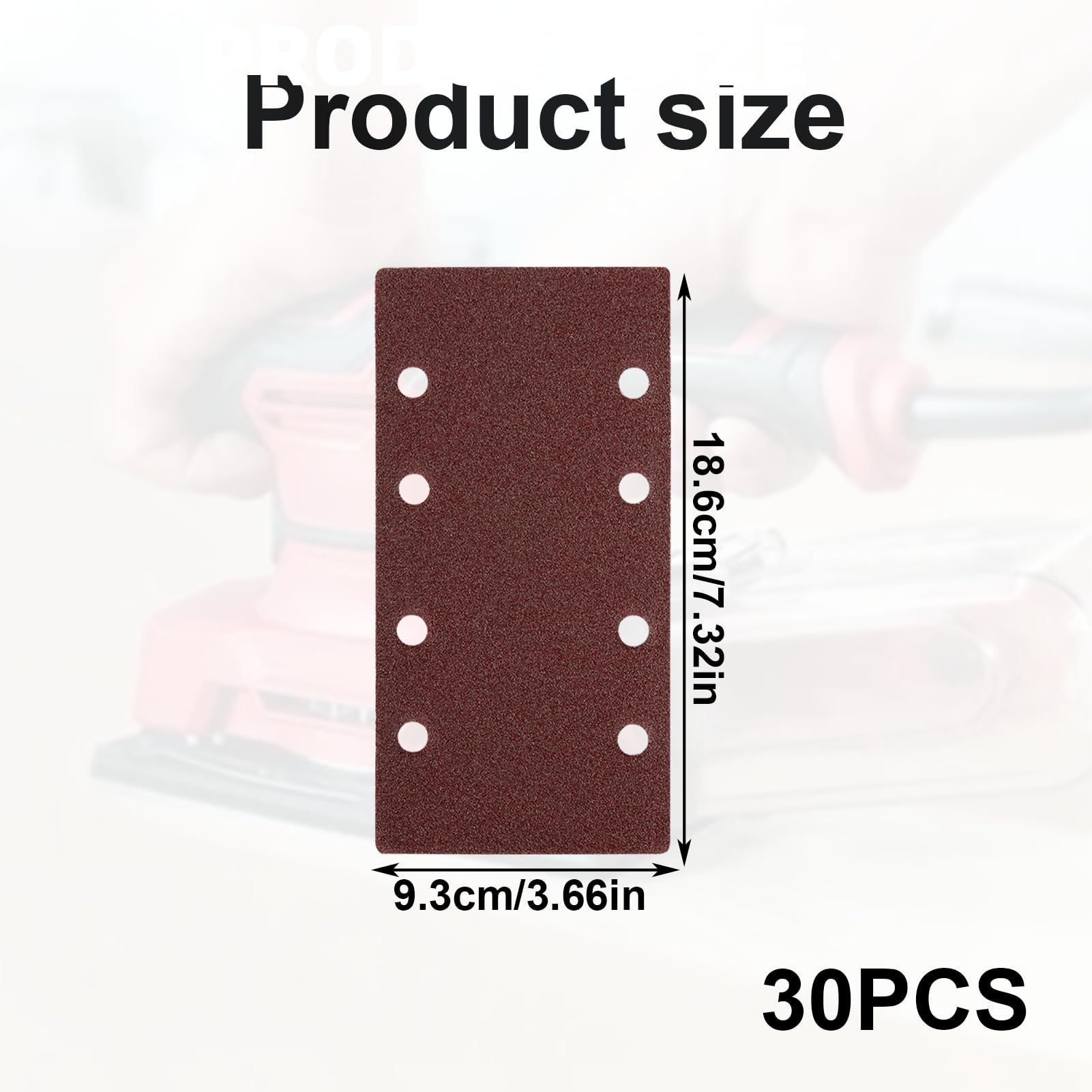 30PCS Sandpaper for Electric Sander 93 x 185 mm Sander Pads, 40 Grits Rectangular Sanding Sheets - Image 2
