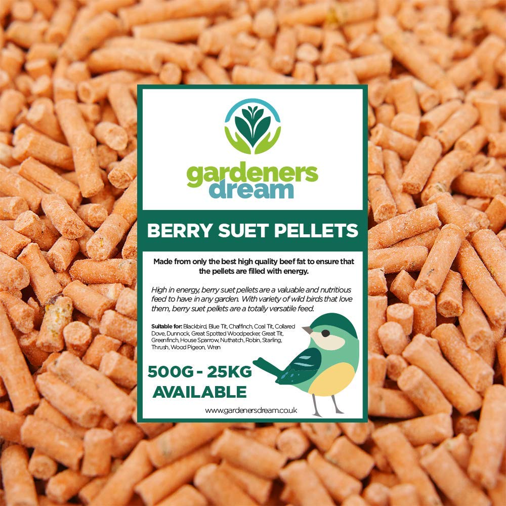 GardenersDream Berry Suet Pellets | Garden Wild Bird Food Mix | Balanced and Healthy Feed Mixture | Nutritious Berry Flavoured Pellet | Contains Tasty High Energy Vitamins and Minerals (5kg)