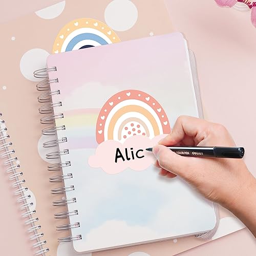 Miniatura 5 de 192 etiquetas de nombre de arco iris bohemias, placas de nombre de arco iris, etiquetas autoadhesivas para tablón de anuncios de aula, actividades