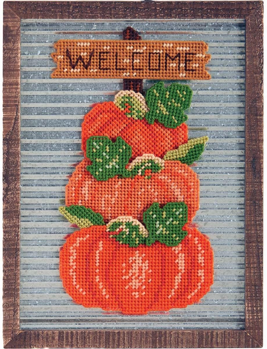 Herrschners Pumpkin Stack Wall Hanging Plastic Canvas Kit
