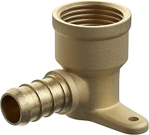 Jones Stephens C76080LF 1/2" FIP Brass PEX 90° Drop Ear Elbow - Brass