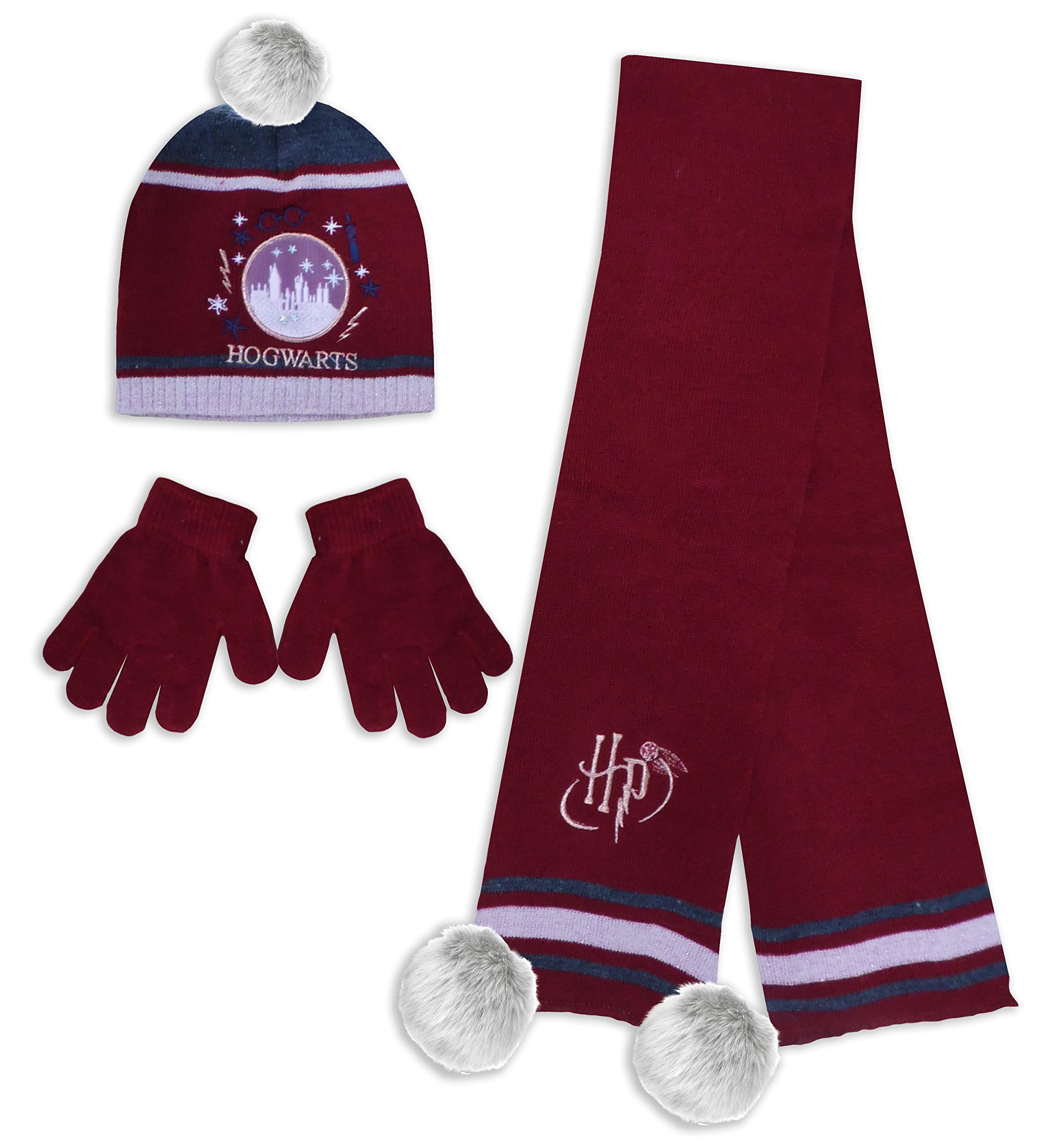 Harry Potter Winter Hat, Scarf and Hand Gloves Set (2-5 Years, Red)