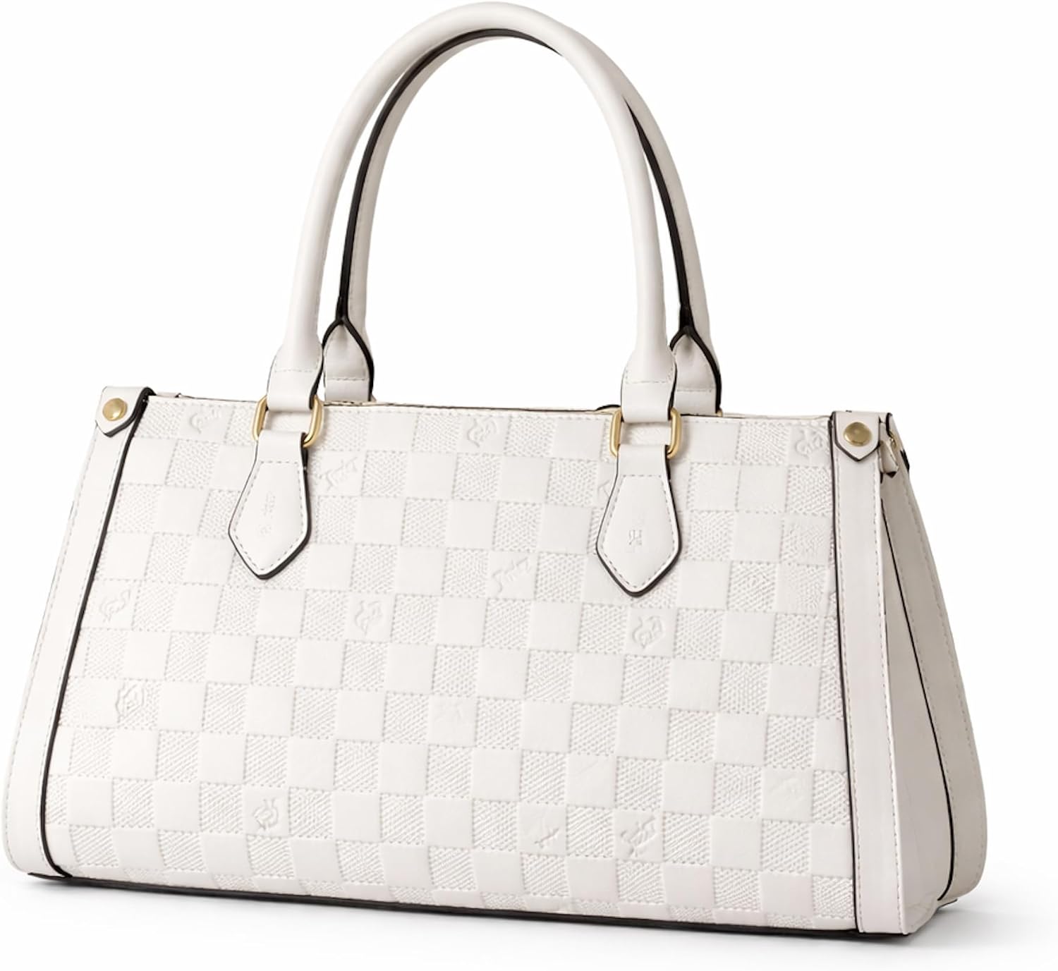 Juicy Couture Miss Independent Satchel Crossbody Handbag with Top Handle, Key Charm, Adjustable Strap, Angel White (13x7 inches)