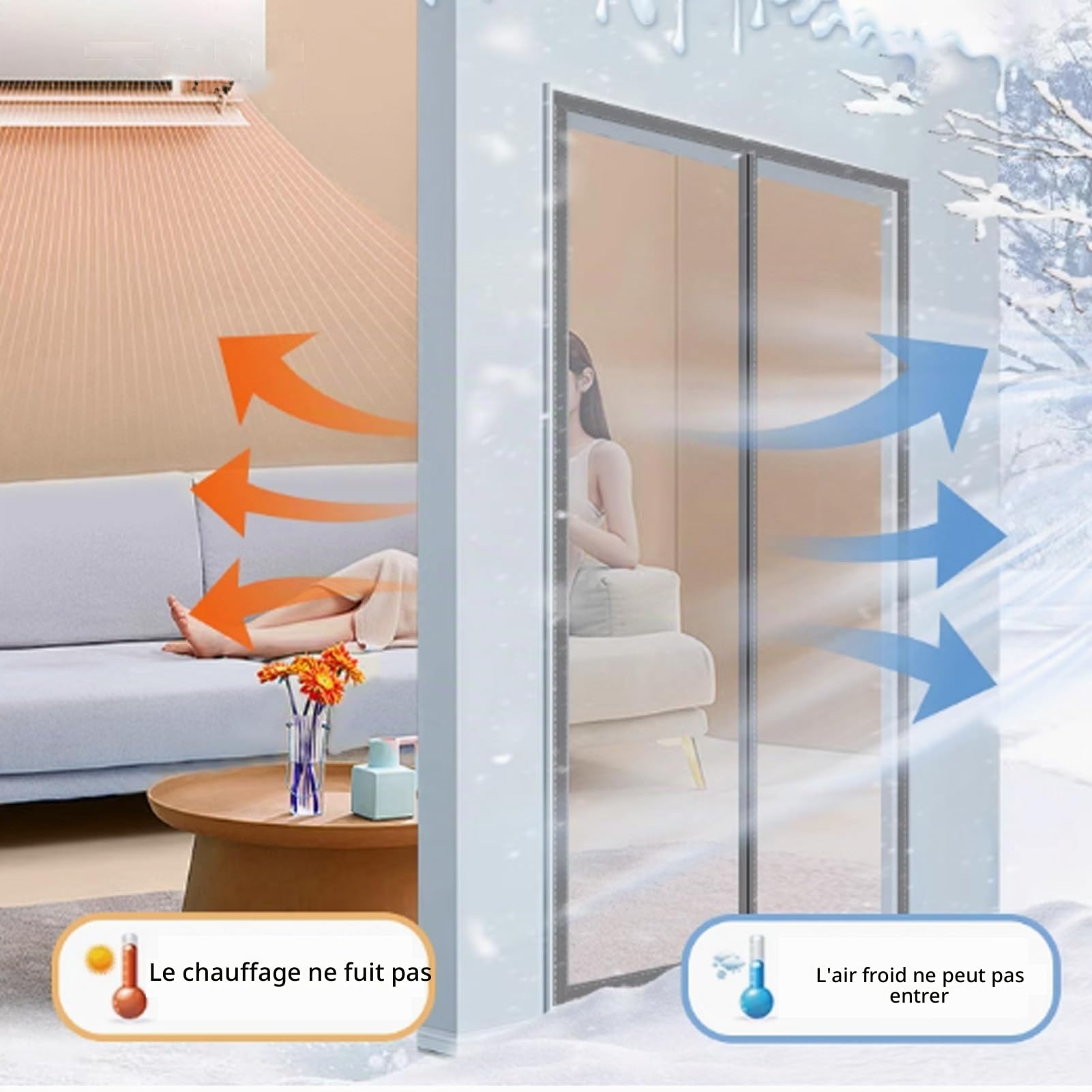 Magnétique Rideau de Porte Isolant Thermique,protection contre le froid