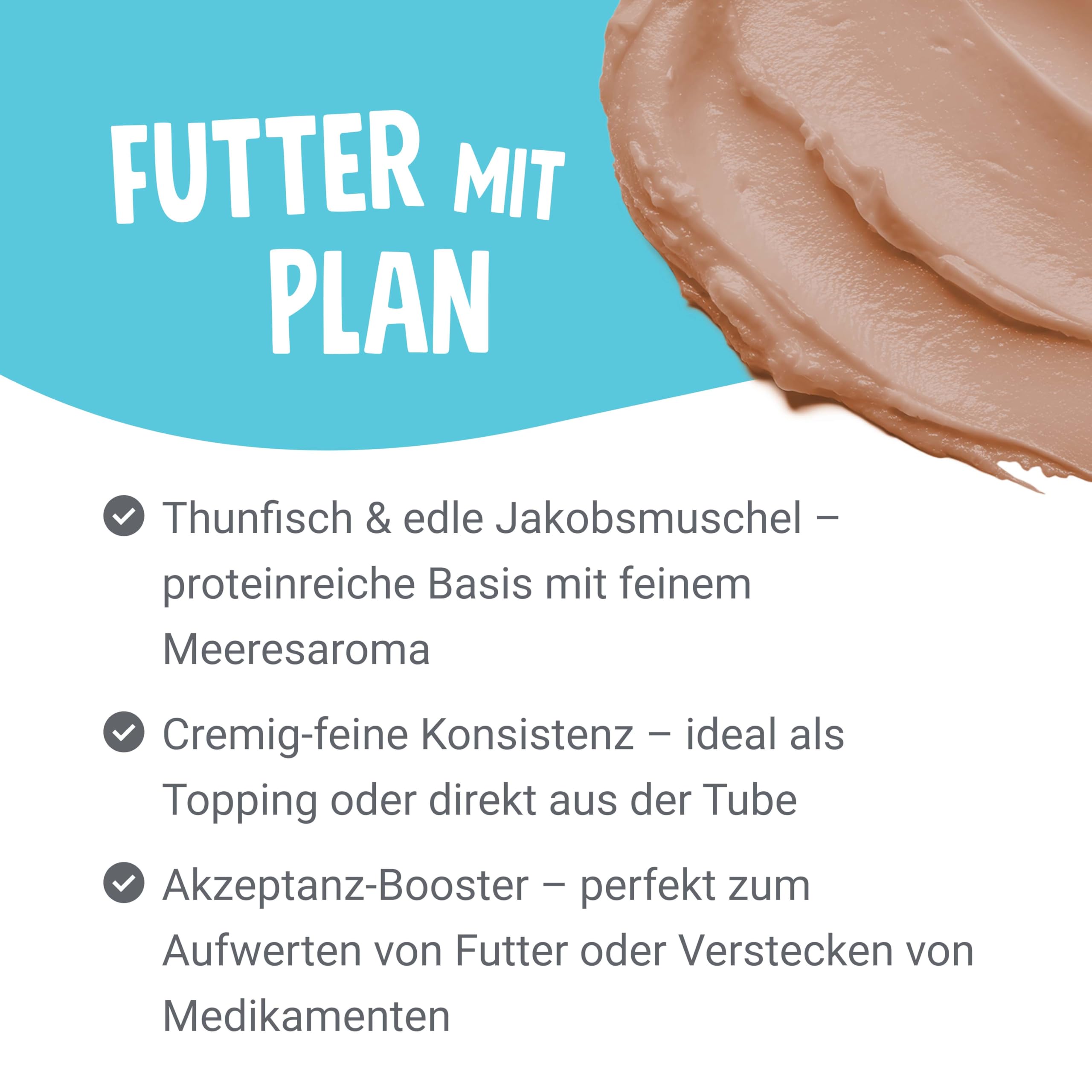 Pets Deli Cremesnack Katzen Snack Thunfisch & Jakobsmuschel, Topping & Belohnung, für wählerische Katzen, getreidefrei, Ohne Zucker, 8x90g, Premium Qualität