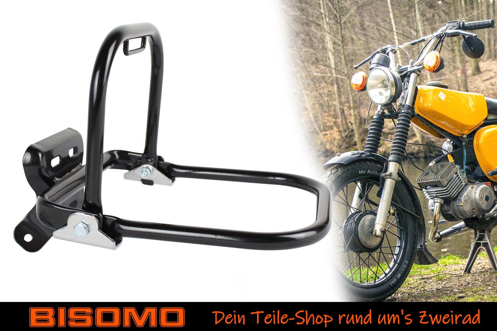 Gepäckträger komplett hinten, kurzer Stützbügel mit Schutzblechhalter für Simson S50 S51 S70 Enduro, Schwarz
