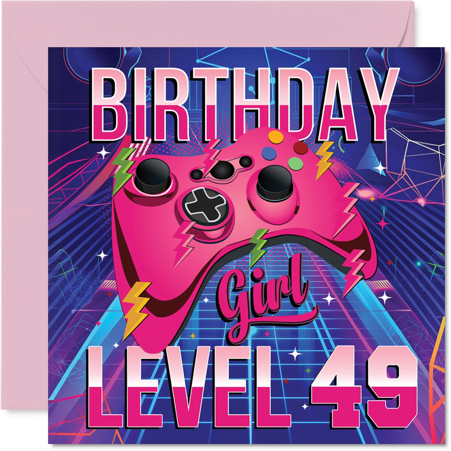 49th Birthday Cards for Women - Gamer Level - Happy Birthday Card for 49 Year Old Woman Wife Daughter Sister Colleague, 145mm Bday Greeting Cards