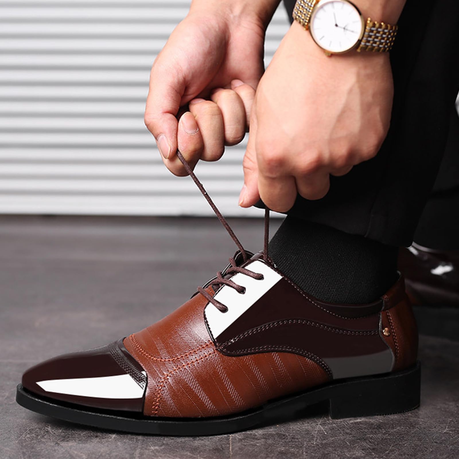Scarpe Eleganti da Uomo Stringate A Punta Scarpe Oxford | in pelle PU antiscivolo Casual Festa Business formali Ufficio Matrimonio