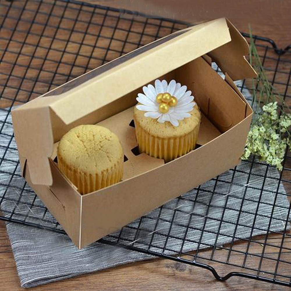 Bakery Cupcake Boxes - Kraft Paper with Window -5 Bakery Cupcake Boxes - Kraft Paper with Window -5