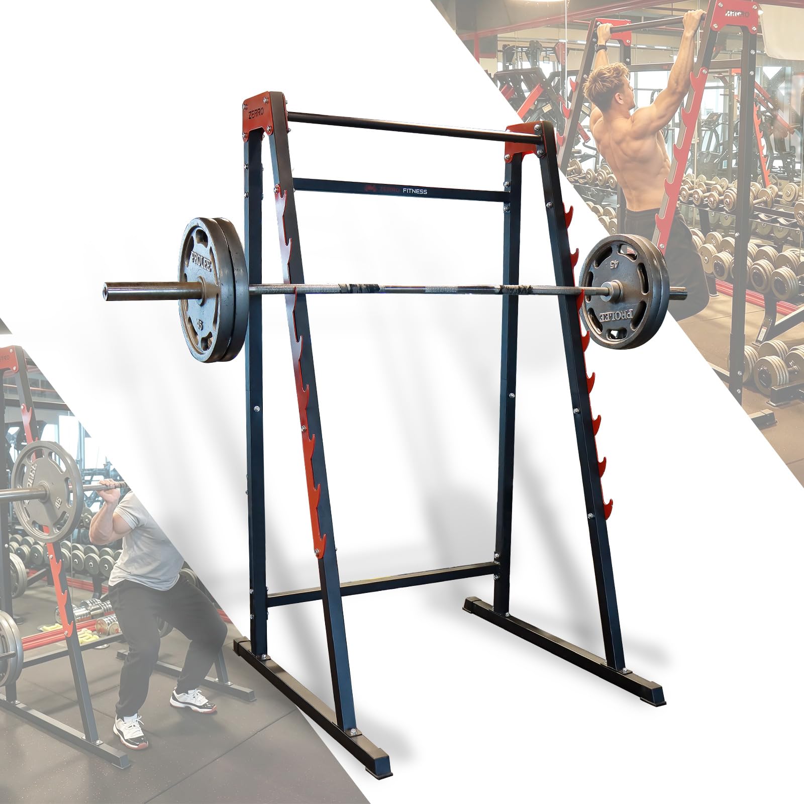 CCLIFE Porta bilanciere Squat Rack con Barra di aggancio a 8 gradini caricabile Fino 160kg Rack Palestra Squat rastrelliera bilanciere