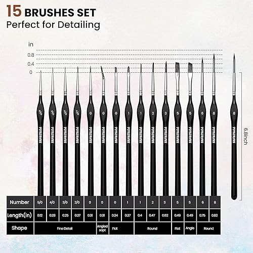 Miniatura 4 de 15 pinceles de pintura de micro detalles con estuche portátil, pinceles de pintura triangular de madera profesionales para pintura acrílica,