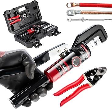 Hydraulic Hand Crimper Tool for Stainless Steel Cable Railing Fittings for 1/16" 1/8" 3/16" Cable Wire Swaging Tool 8 Ton and Stainless Steel Cable Cutter,1/8 Wire Rope Crimping Tool