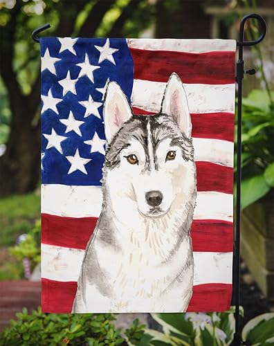 Miniatura 3 de Caroline's Treasures CK1713GF Bandera patriótica de Estados Unidos Siberiano Husky para buzón, bandera decorativa para patio exterior, patio, obras