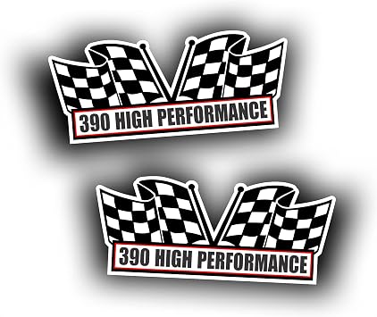 2X Engine Window Air Cleaner Sticker Decal 390 High Performance for V8 Race, Classic Muscle Car, Compatible with American Motors AMC AMC Javelin and Ford 5 x 2.25 inch