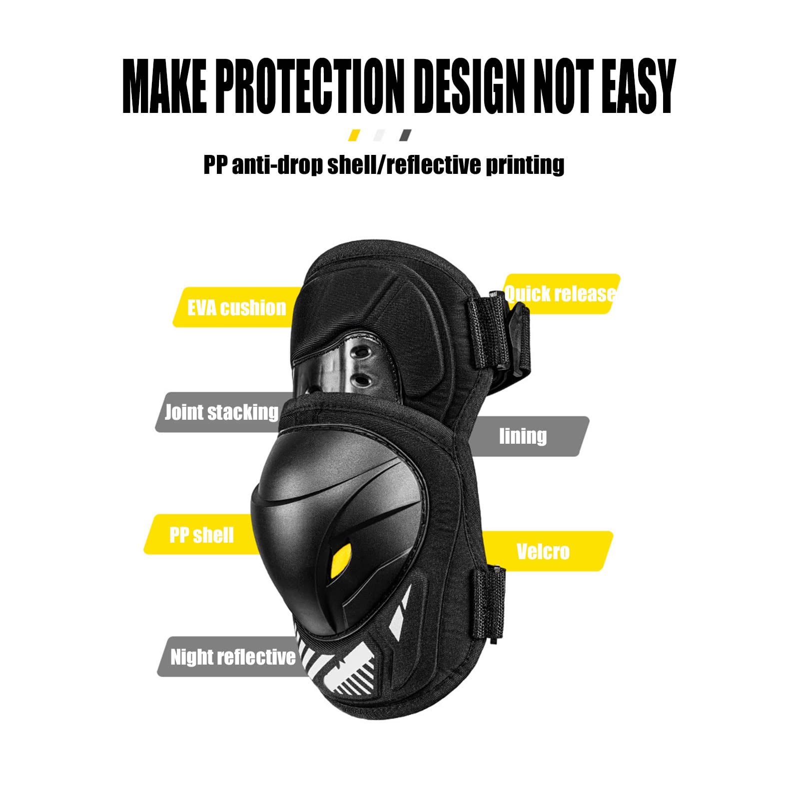Genouillère Coudière Moto, Protège Coude Et Genoux Protection Genou Moto Matériau Respirant Cyclisme Coude Genouillères pour Les Vélos, Snowboards, Skateboards Equipement D'équitation, 4 Pcs