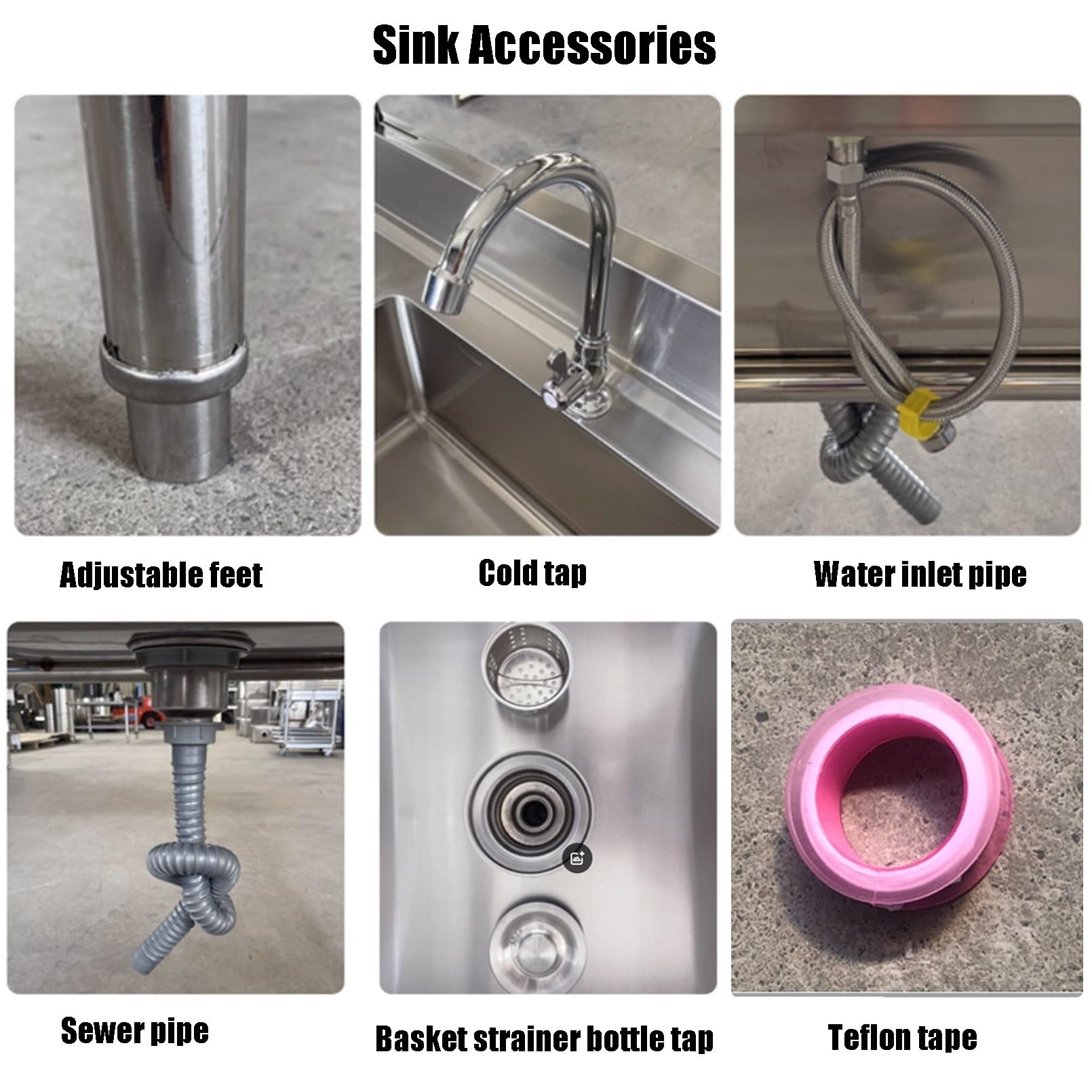 Lavandino Utilitario Grande a Doppio Vaso, Lavandino Commerciale in Acciaio Inox 304 per Lavaggio a Mano con Rubinetto per Acqua Fredda per Esterni, Garage, Lavanderia, Giardino 100cmx50cmx80cm