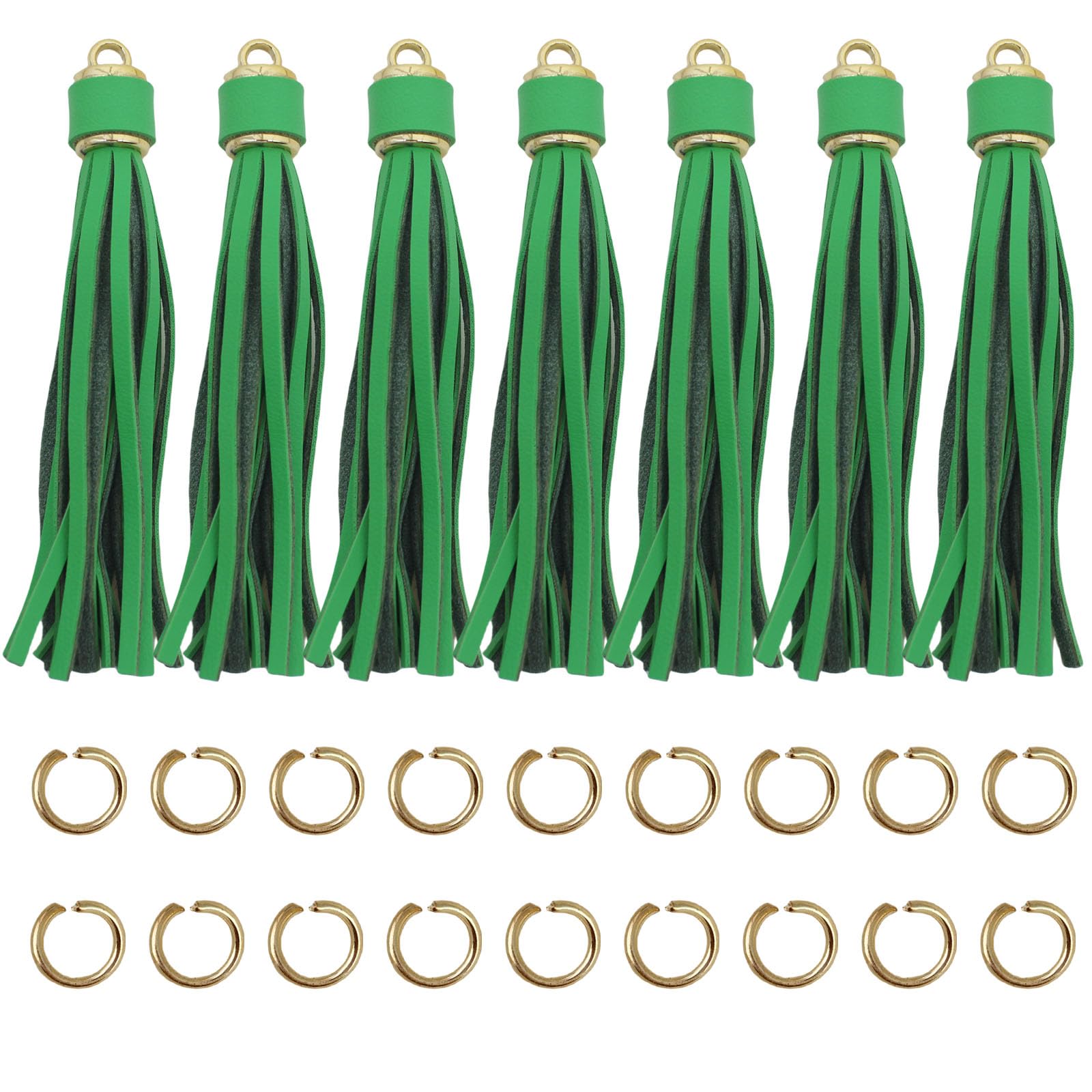 4.3'' Green Leather Tassels 12Pcs for Keychains